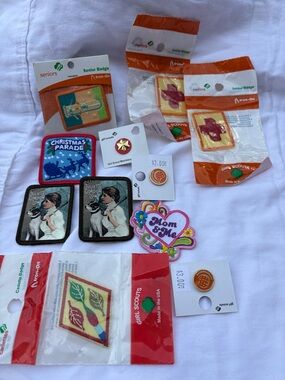 Assorted Girl Scouts & Vintage Iron-On Patches and pins